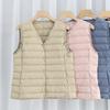 New Light and Thin Collarless Down Vest Women's White Duck Down Liner Thin Down Jacket Pressure Glue Vest Vest