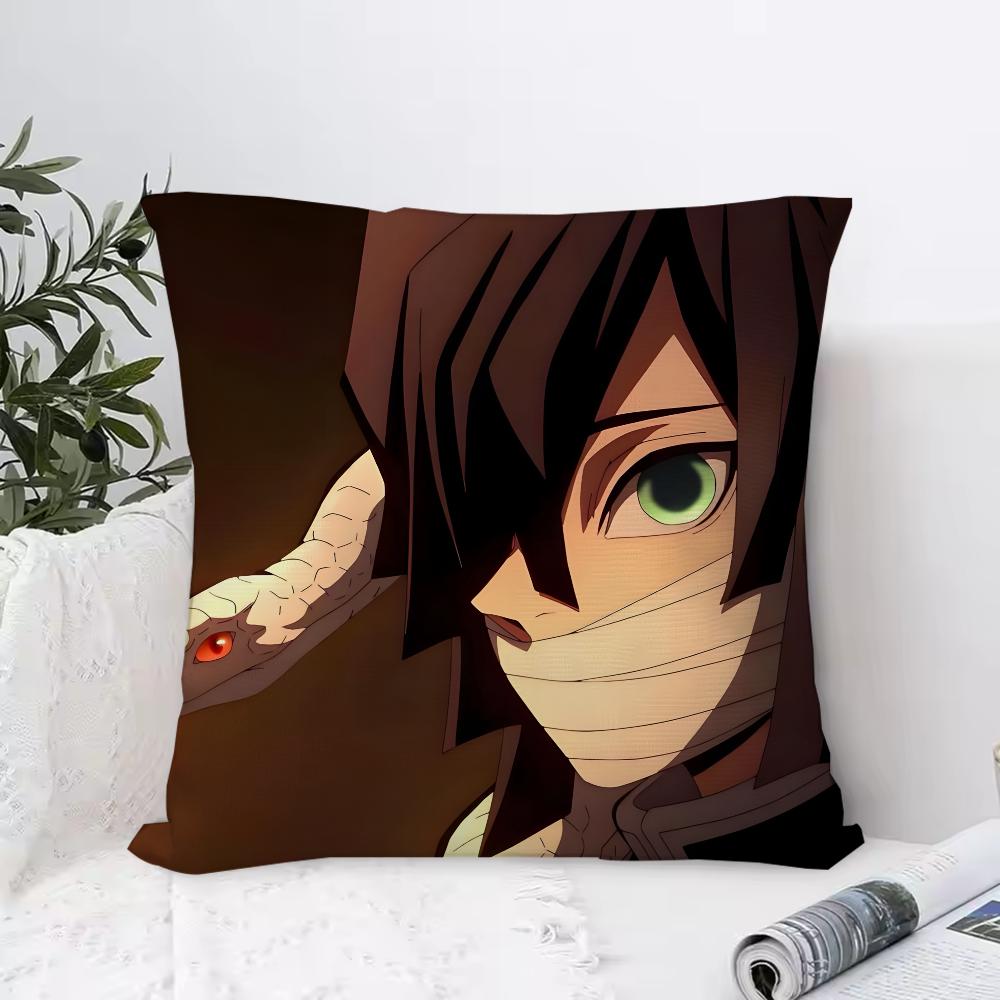 D-Demon S-Slayer Anime Iguro O-Obanai Pillow Case Pillowcase Anti-dustmite Pillow Invisible Zipper Silky Short Plush Sofa Cushio