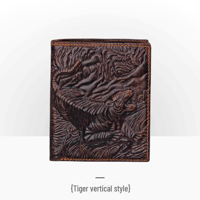 Men’s Retro Genuine Leather Wallet - Hand-Embossed Crocodile Pattern, Long, Large Capacity, Multi-Card Slots.