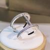 2022 new exquisite white zircon ring for ladies "H" shaped fashion ring party birthday jewelry gift
