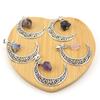 Hollow Moon Natural Rough Stone Crystal Pendant Necklace Amethyst Pendant Couple Necklace N597