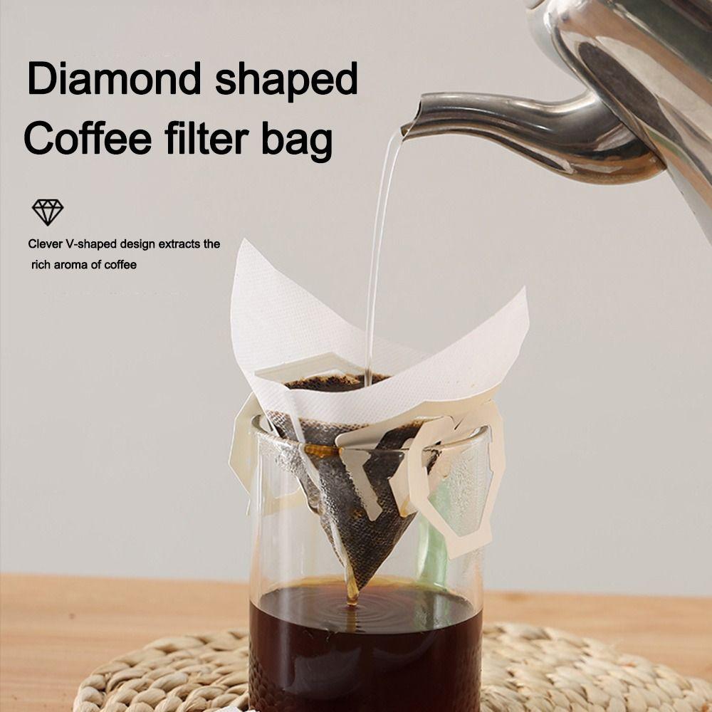30Pcs V-Shaped Coffee Filter Disposable Eco-Friendly Coffee Powder Filter Bag with Hanging Ears Paper Filters
