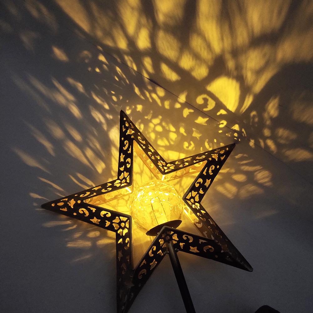 Antique Iron Art Solar Garden Lights: Moon & Sun Design Landscape Spotlight