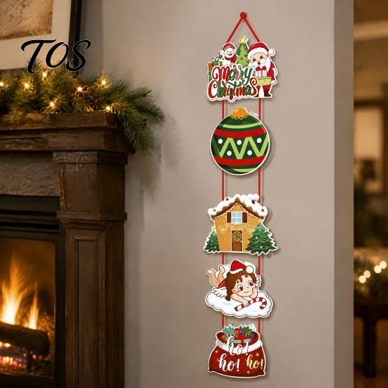 Christmas Home Atmosphere Decor 1 Pair Hanging Banner Porch Sign, Merry Snowman Santa Claus Indoor Corridor Penguin Pattern Backdrop for Front