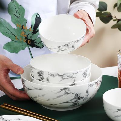 Bols en Céramique à Motifs Marbrés Créatifs Vaisselle Bols Assiettes Bols de Table Ménagers Bols à Nouilles Grands Bols à Soupe Set