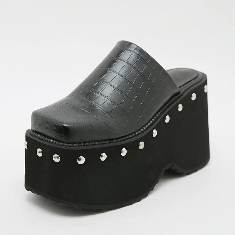 New Style Designer Women's Slippers for Large-sized Women Wear Slippers of Size 34-43 Summer 10cm Thick-bottomed Zapatos Mujer