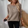 Vintage O Neck Solid Color Long Sleeve Loose Knitwear Cardigan Sweater Top for Autumn Winter
