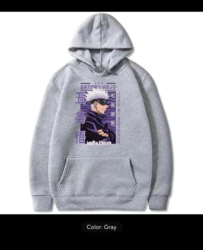 Jujutsu Kaisen Anime Hooded Gojo Satoru Printed Men Hoodies Comfortable Unisex Oversized Sweatshirt Harajuku Streetwear