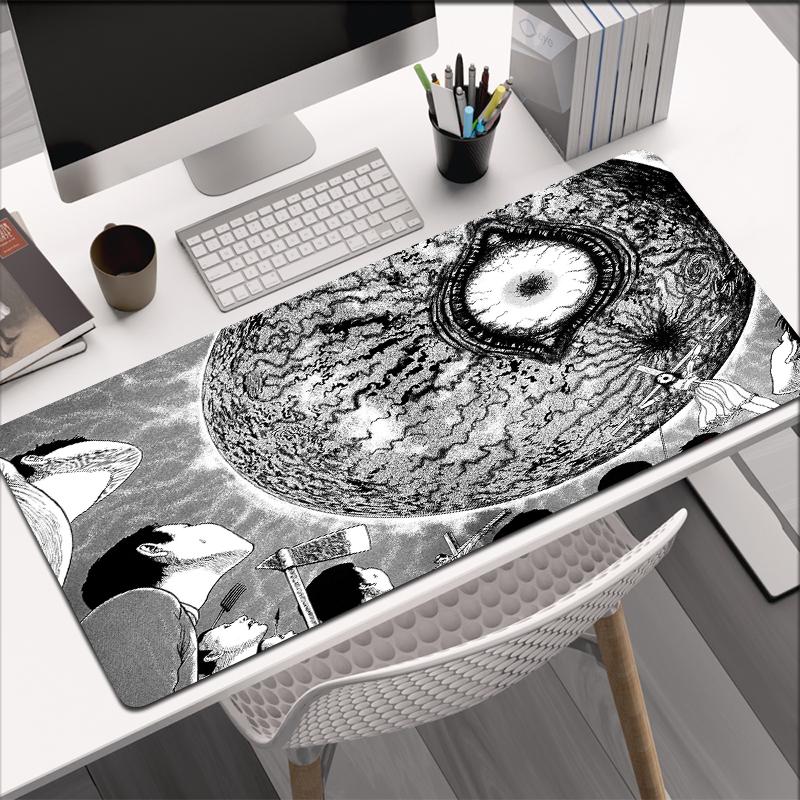 

Junji Ito Xxl Mouse Pad Gaming Accessories Keyboard Alfombrillas De Ratón Soft Computer Desk Mat Pc Gamer Cabinet Mousepad Large 30x60cm with edge