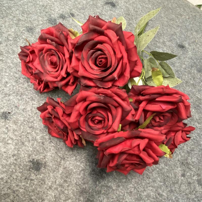 

Head Roses 9 Bouquet For Wedding Decor Home Photography Styling Props Gifts Dark Red
