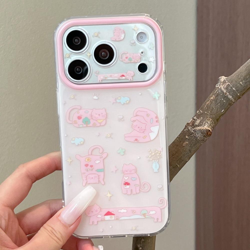 

Ins Style Cute Pink Star Cat iPhone 16 Pro Max Case with Bracelet iPhone 17 Pro