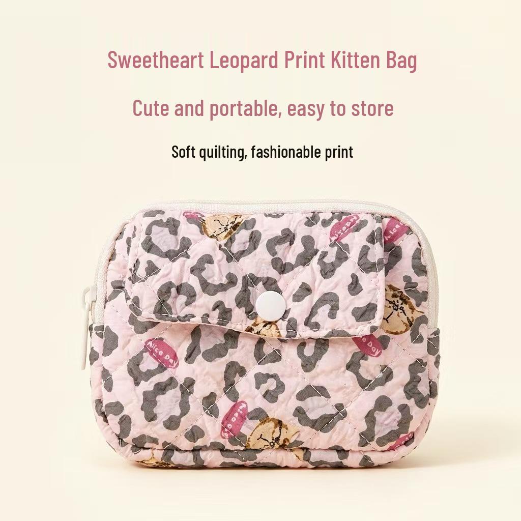 Striped Polka Dot Quilted Cotton Mini Coin and Makeup Purse