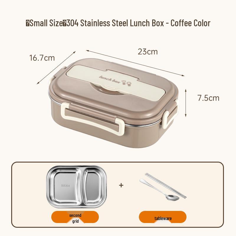 304 Stainless Steel Insulated Bento Lunch Box with Built-in Soup Bowl and Five Compartments