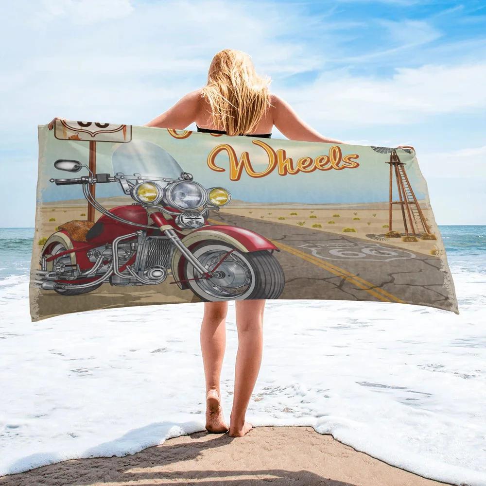 Rose Pattern Beach Towel, Digital Printing Thin Quick-Dry Anti-Sand Microfiber Lightweight for Swim, Yoga, Travel, Gym, Gift