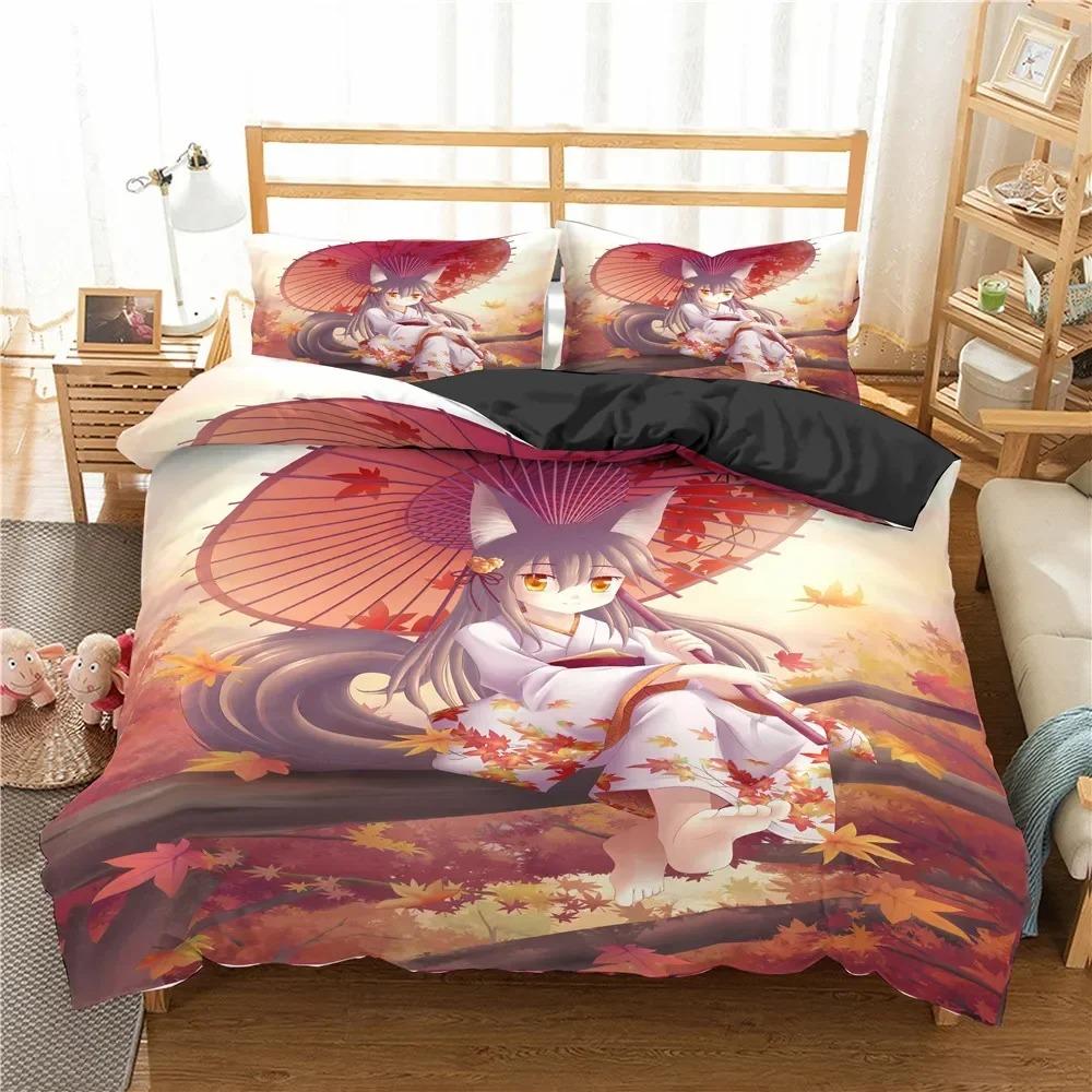 Comforter Lovely Anime Girl Bedding Set 3D Printed Suitable For Bedroom Kids Home Textile