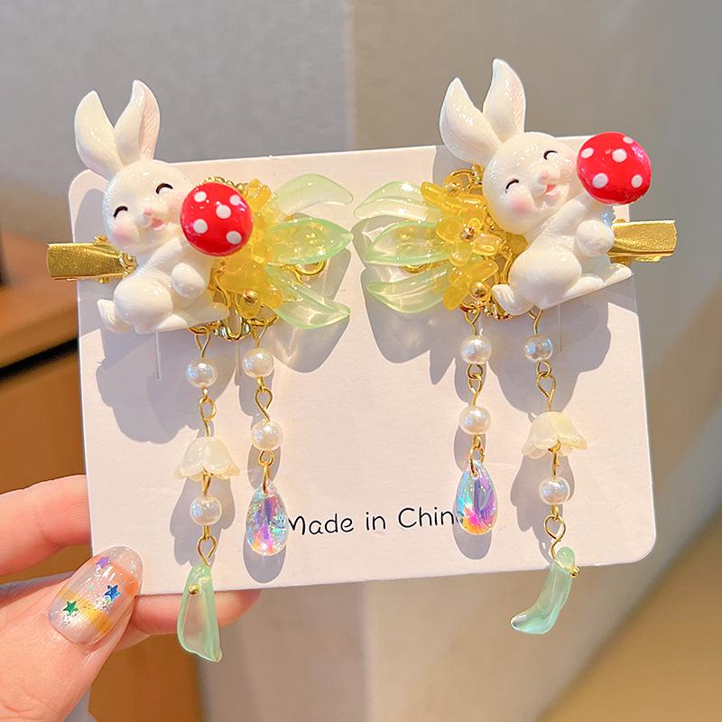 Mid-Autumn Hanfu Fairy Hair Clip - Women's & Children's Ancient Style Floral Tassel, Sweet Accessory for Girls