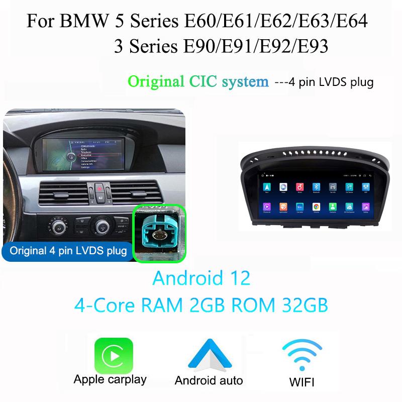 Radio multimedia auto wireless CarPlay cu Android Auto pentru BMW Seria 5/3 E60 E61 E62 E63 E90 E91 E92 E93 M3 CCC CIC monitor