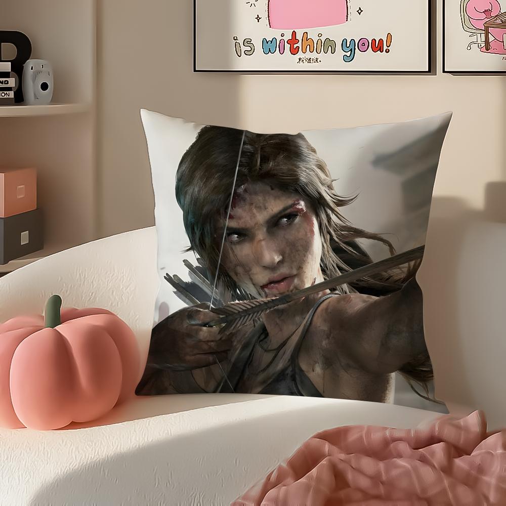 Action Game Franchise TTomb Raider Cushion Cover Pillowcase Short Plush Invisible zipper Room Sofa Cushion Cover