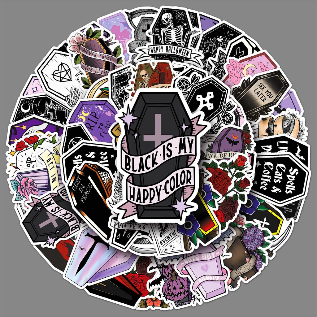 50 Dark Wind Graffiti Stickers Personalized Creative Halloween Gothic Decorative Skateboard Stickers