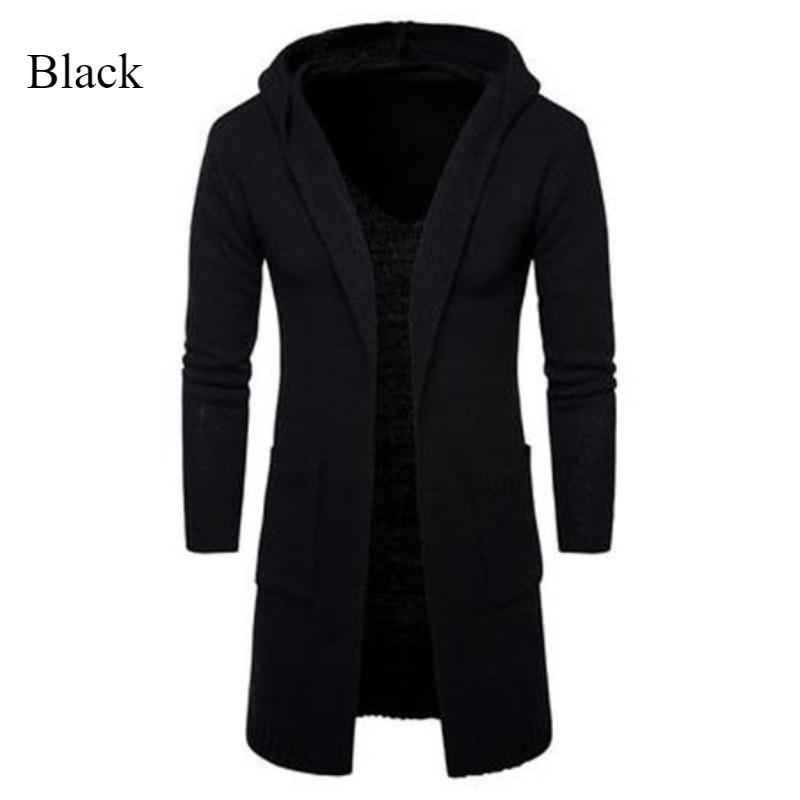 

Мужской кардиган с капюшоном, толстый свитер, зимний новый свитер, чтобы носить теплое повседневное пальто, тонкое удобное модное черное пальто M чёрный