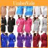 Plain Silk Womens Satin Robes Bridal Wedding Bridesmaid Bride Gown Bath Robe