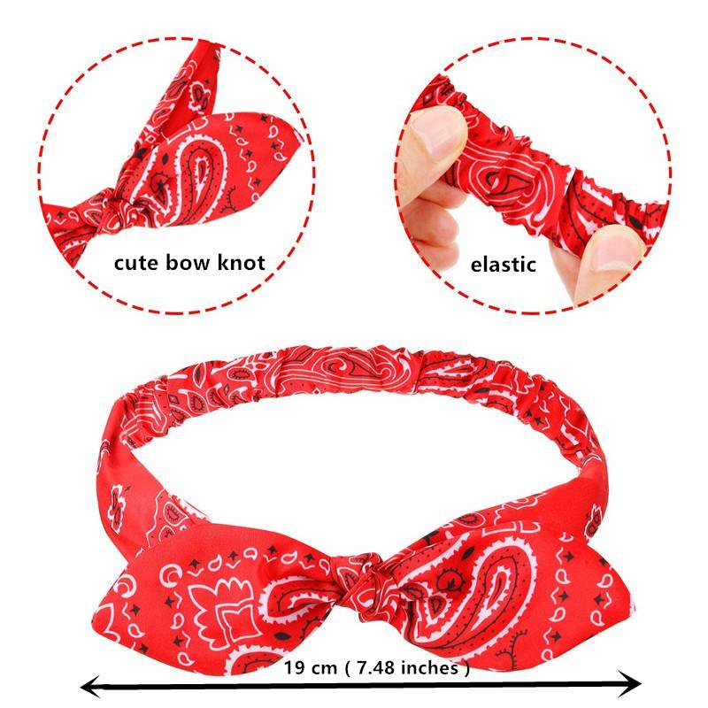 Bentite boho cu funde pentru femei Bandana vintage cachelure cu flori Imprimate bentiță elastică pentru ureche de iepure Bandaj cu imprimeu caju Accesorii drăguțe pentru păr