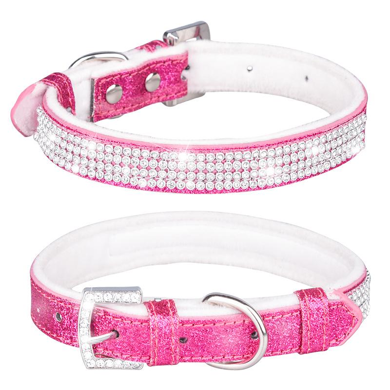 New Pet Collars with Shiny Rhinestones Dog Collars Comfortable Plush Base Dog Collars