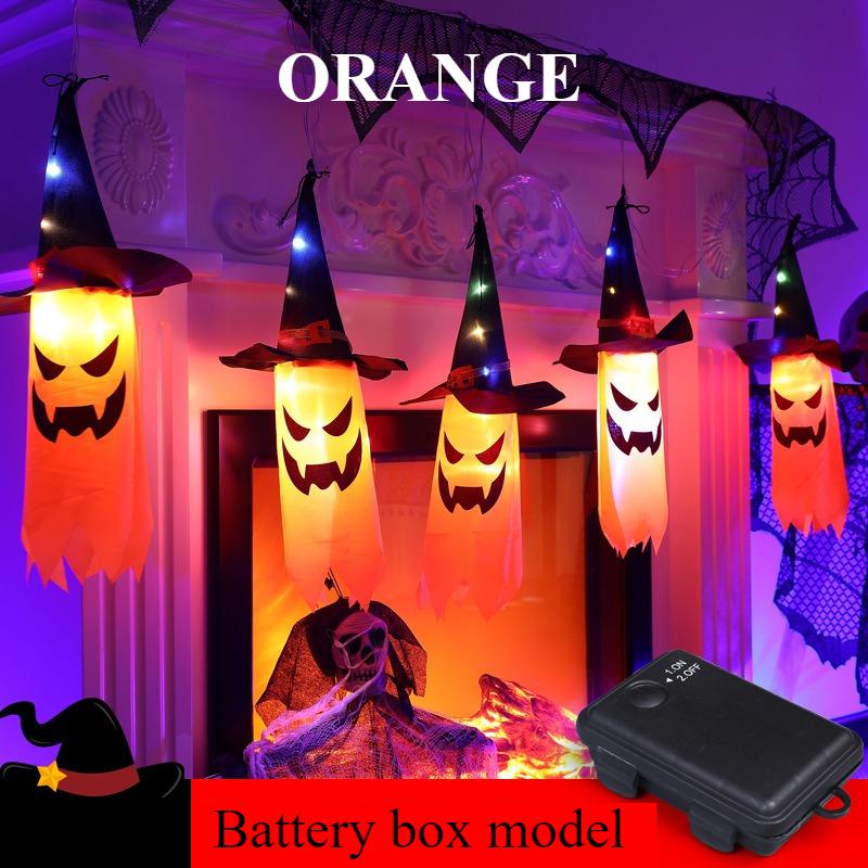 Halloween Decorations Outdoor Hanging Ghosts Lights Glowing Ghost Witch Hat Halloween Ornaments Lights Decorations for Garden
