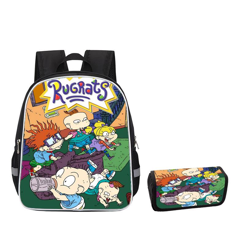 Rugrats High Definition Printing Oxford Leisure Spine Care Burden Reduction Storage Box Pencil Case Large Capacity Schoolbag