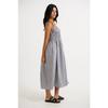 Women Sexy Loose Striped Suspender High Waist Slimming Commuting Midi Dress