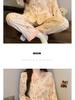 Striped Cotton Pajama Set: Long Sleeve, Color Block, Turn-Down Collar for Autumn/Spring