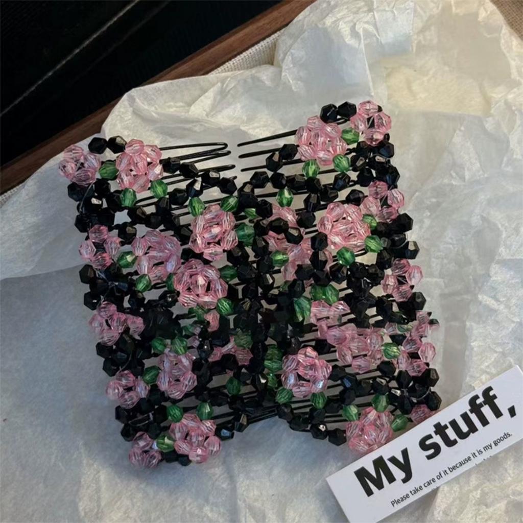 Damen Magischer Elastischer Haarkamm 2-reihiger Magischer Dehnbarer Haarkamm für Geburtstag Bühnenparty Frisur