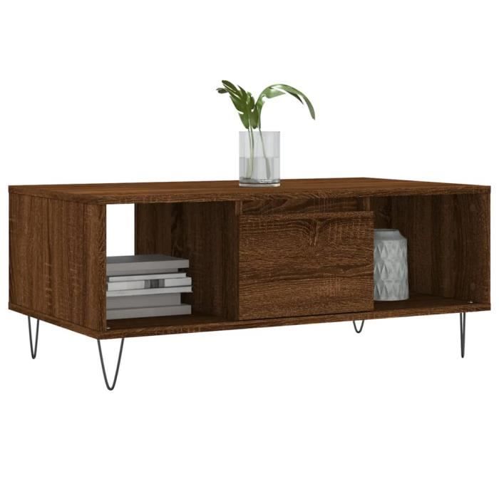 VidaXL Table basse Chêne marron 90x50x36,5 cm Bois d'ingénierie 830595