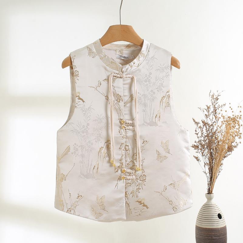 

Женский пуховик жаккардовый диск пряжка темперамент жилет ранняя весна темперамент жилет XXXL [Recommended 138-75kg] абрикосовый