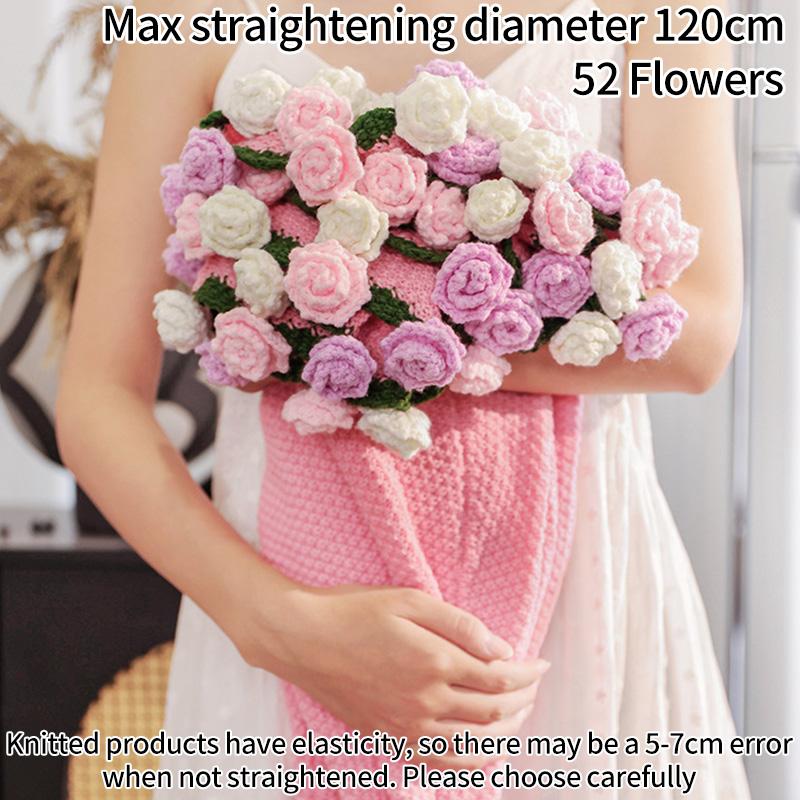 Multicolored Pointed-Angled Rose Bouquet Blankets Hand-Knitted Crocheted Rose Sofa Blankets Wedding Valentine Girlfriend Gifts