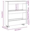 VidaXL Narrow 3-Tier Storage Cart White Engineered Wood, Slim Storage Cart, Rolling Cart, Cart 855241