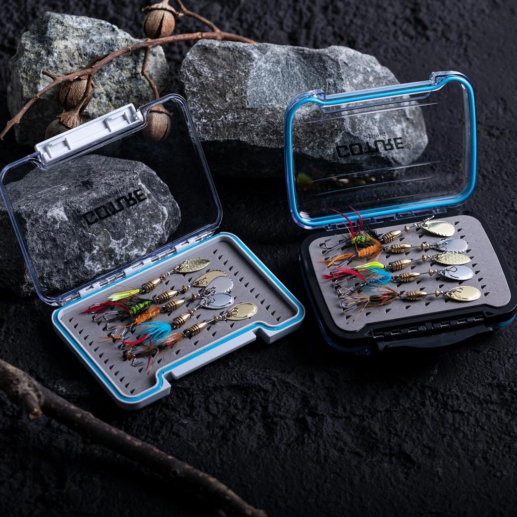 Goture Dry Complete 10 Spinnerbait with Spinner Storage Box Brass for Fly Real Spin Barb Mountain Trout Bass Fishing Fly Handmade Lure Can Be Used In