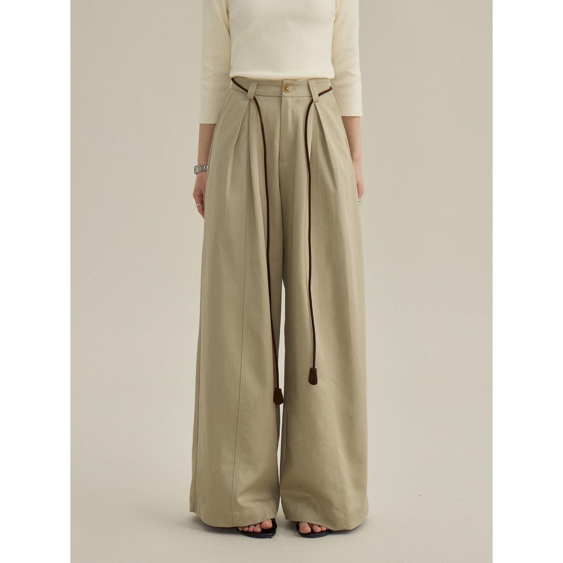 

Ge Ming Women s Korean Style High Waist Tencel Wide-Leg Pants, Spring Casual M (105-125 cm)