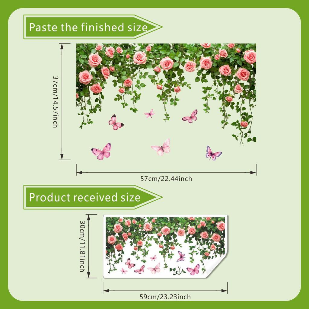 Pastoral Style Flower Butterfly Wall Stickers, Wall Decoration Stickers, Home Beautification Self-adhesive Wall Stickers