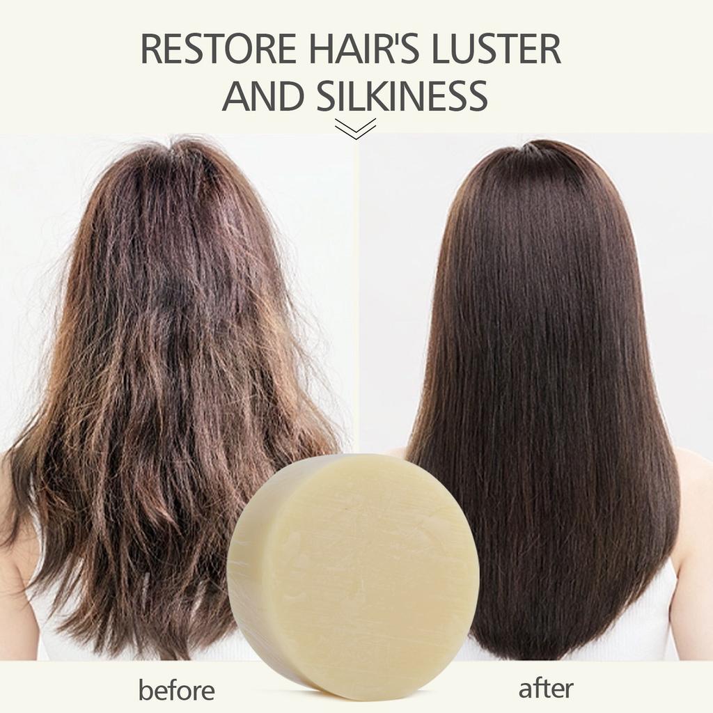 Lanthome Rice Water Hair Conditioner Bar - Nourishing Round Shampoo Bar for Damaged Hair