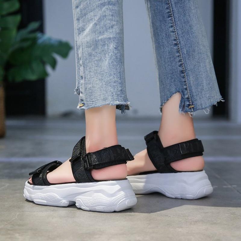 Velcro women's beach shoes summer new student muffin bottom casual sports platform sandals women