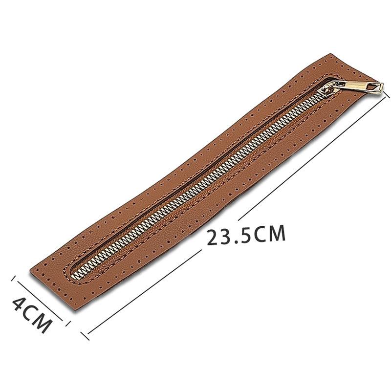 Long PU Band Zippers Close-end Auto-lock Type Gold Color Metal Zipper DIY Bag Accessories