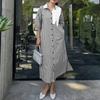 ZANZEA Women Casual Turn Down Collar Loose 3/4 Sleeve Stripe Dress
