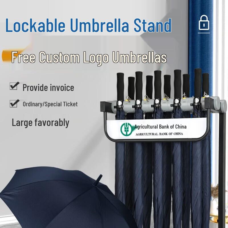 

Meikou Commercial Locking Umbrella Stand with 15 Business Umbrellas