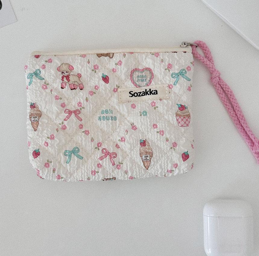 Fashion  Sanitary Napkin Storage Bags Small Cosmetic Bags Flower Pattern Zipper Coin Purses Lady Girls MakeUp Bag Key Money Bags