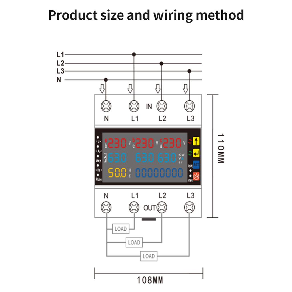 3 Phase V A Hz Kws Protector 100A 3 Phase V A Hz Kws Protector Pa66 Multi Function Self Reset Voltage Adjustable Protector