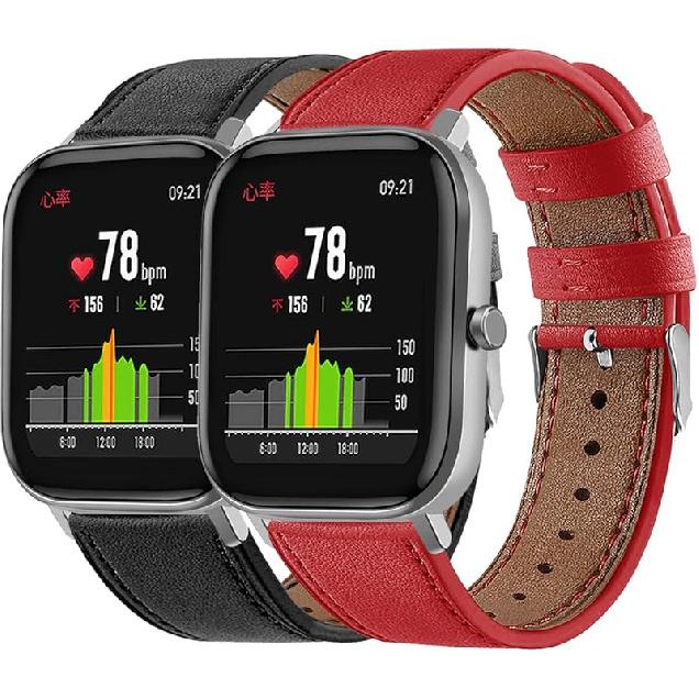 FitTurn Leather WatchBand Compatible with Amazfit Bip 6/Bip 5/Pace/Cheetah/Stratos 2 3/GTR 4/GTR 3/GTR 3 Pro/GTR 2/GTR 2e/GTR 47mm Smart Watch for