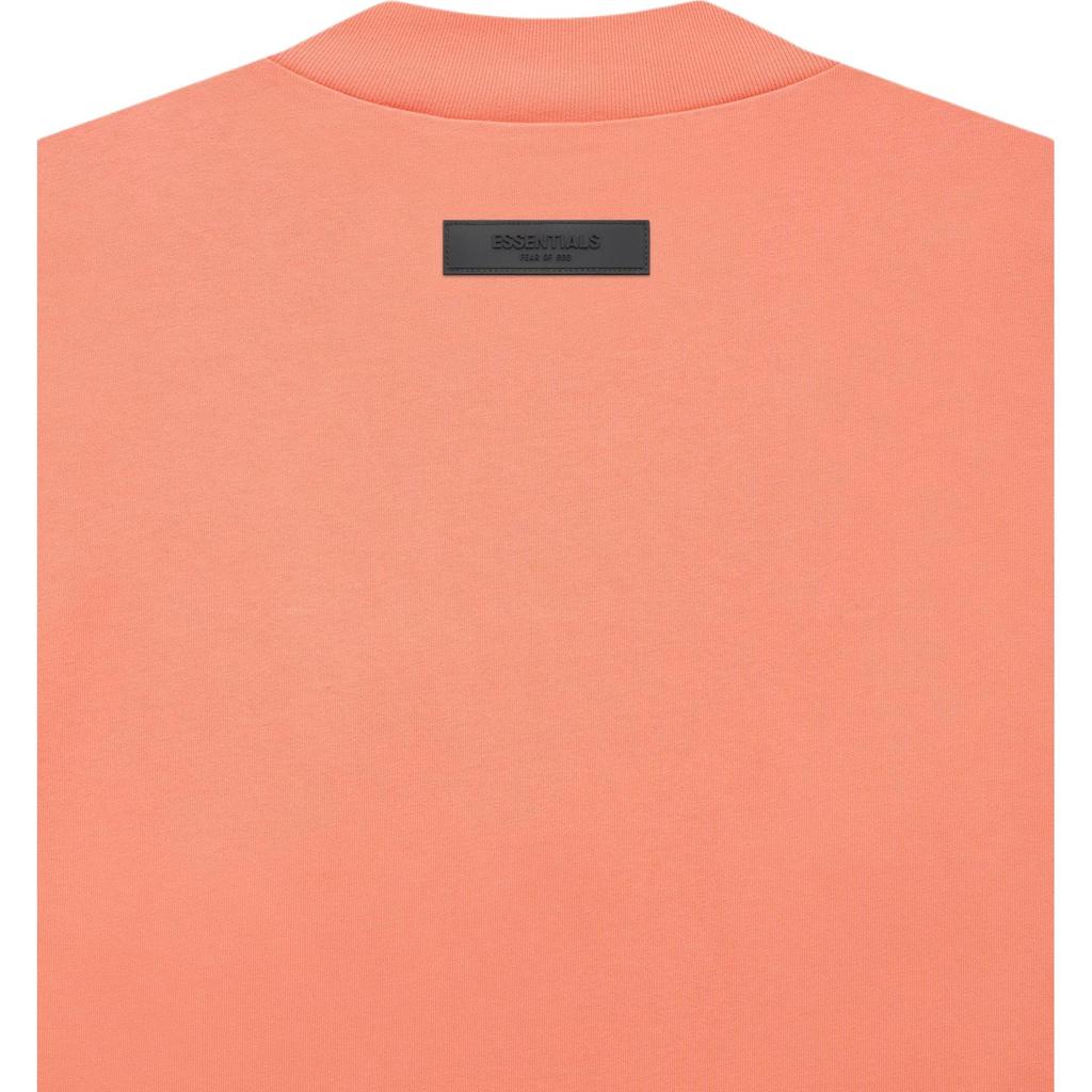 Fear of God Essentials Fw22 Ss Tee Coral Logo Flocked Crew Neck Pullover Short Sleeve American Heavyweight T-Shirt Unisex Coral Red FOG-FW22-084