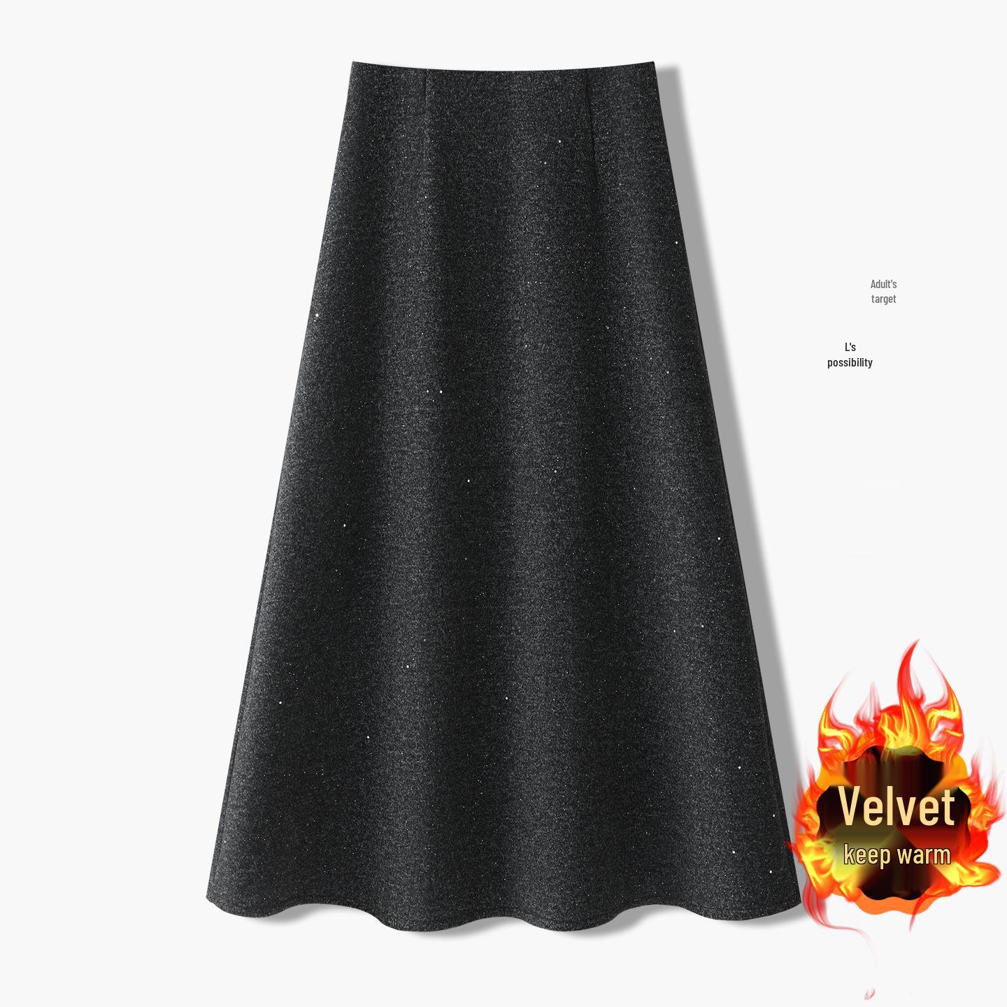 

2025 Comfortable High-Waisted Wool A-Line Skirt: Thick, Warm, Mid-Length Drapey Umbrella Design for Spring & Autumn 27/M