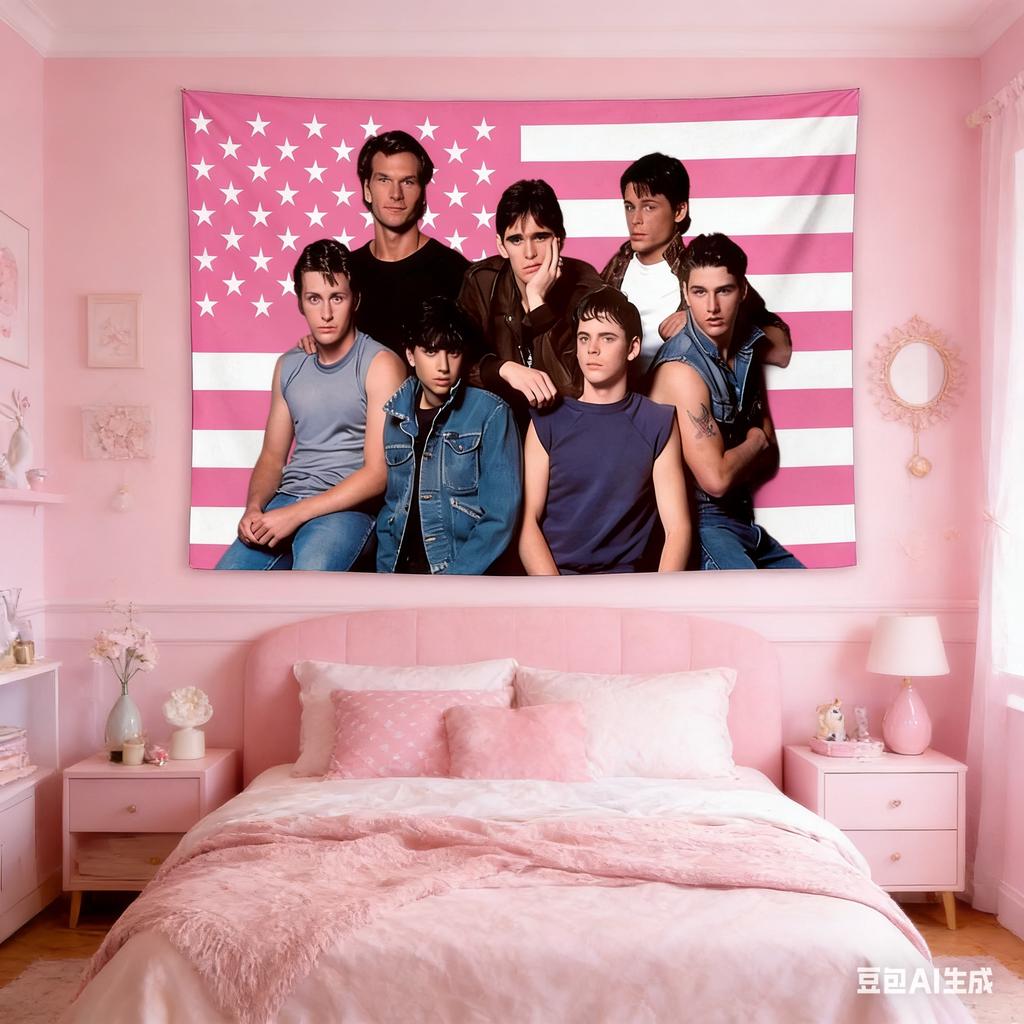 1pc Movie Celebrity Actor Tapestry Outsiders Pink Art Flag Tapestry For Room Aesthetic Living Room Bedroom College Dorm Decor Fo